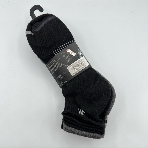 Spyder Quarter Black Grey 5 Pairs Socks Men’s Size 6-12 - Picture 4 of 5